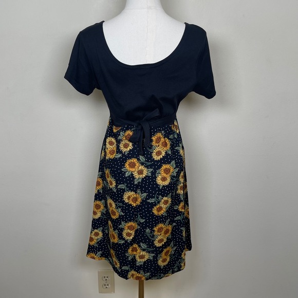 Anxiety Vintage 90s Sunflower Mini Sun Dress M Black 90s Y2K Grunge Festival - Picture 4 of 7